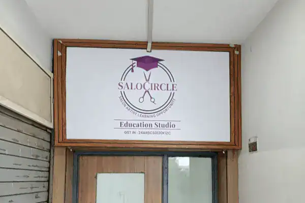 Premium beauty studio interior with professional styling stations